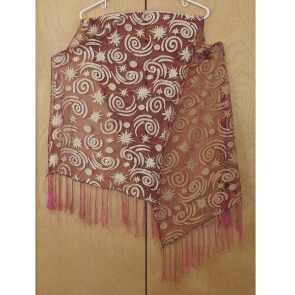 Magical, Mystical Gold & Red Scarf, Wrap, Vintage, Glitter, 1980s - Picture 11 of 11